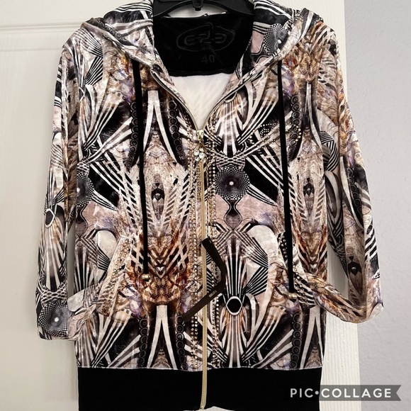 NWT WOMEN VELOUR TRACKSUIT 2PC SET HOODED JACKET/BLACK‎ PANTS LOUNGEWEAR JOGGERS - Picture 5 of 9